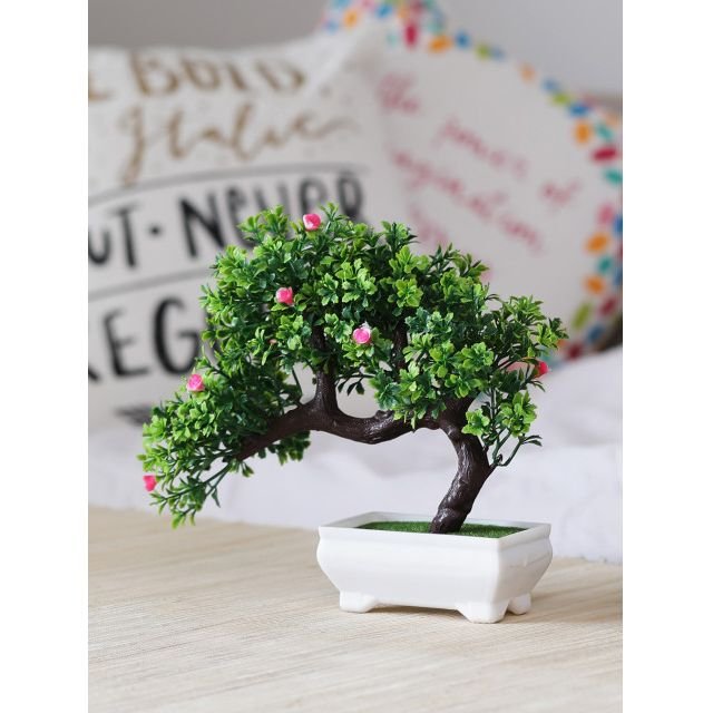 Foliyaj White, Brown & Green Artificial Plant With Pot