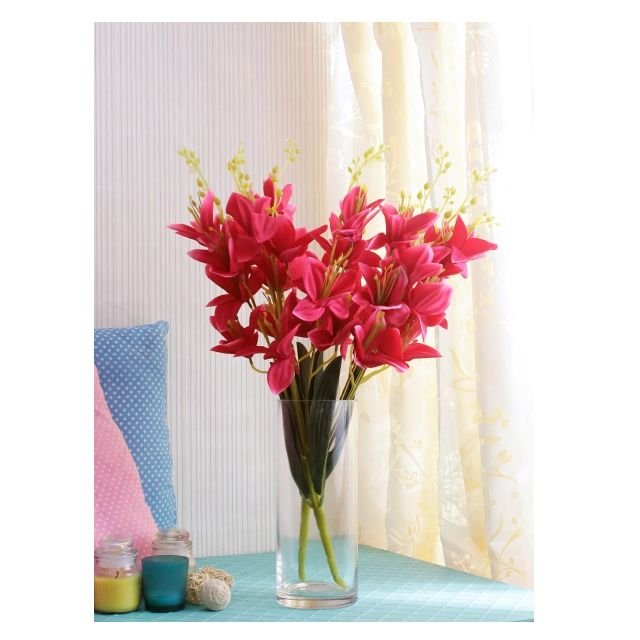 Set of 2 Pink Lily Flower Bunches Dcor Fourwalls