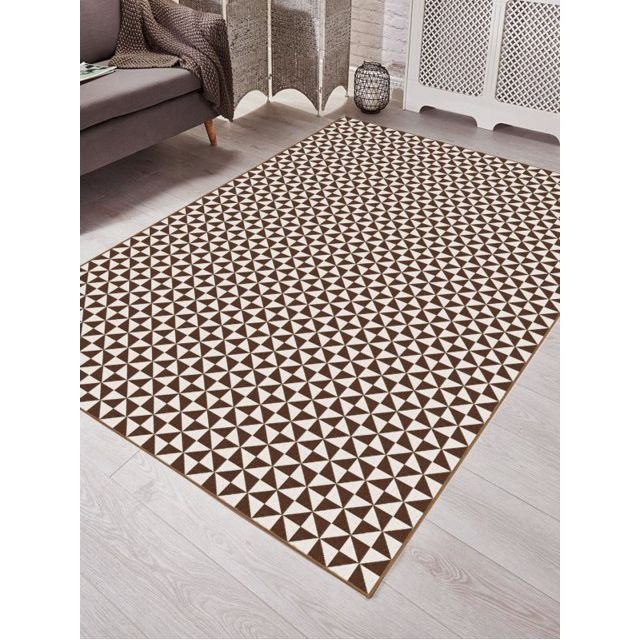 Saral Home Brown & Beige Geometric Print Carpet