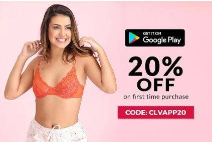 Get Flat 20% discount on first time shopping  lingeries in App