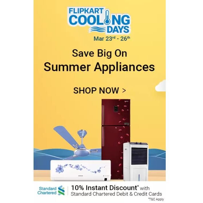 Filpkart Cooling Days: Up to 60% Off On Summer Appliances