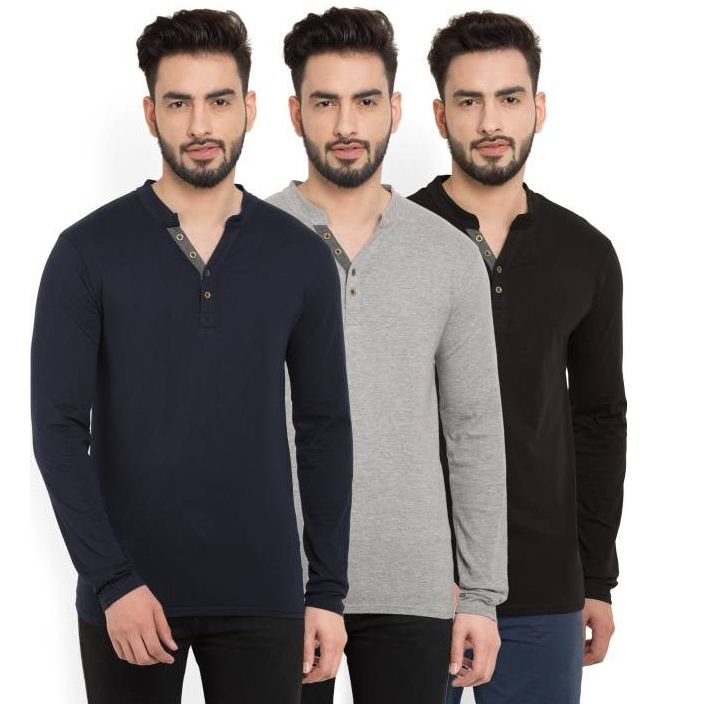 Billion PerfectFit Solid Men Henley Multicolor T-Shirt