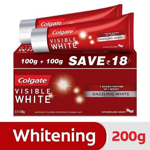 (Saver Pack) Colgate Visible White Toothpaste, Mint - 200gm + 20% Extra Discount