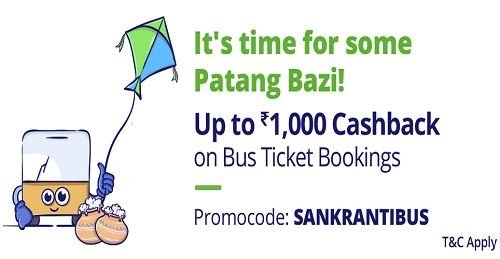 Get 10% Cashback Upto Rs.1000 on Bus Ticket Booking