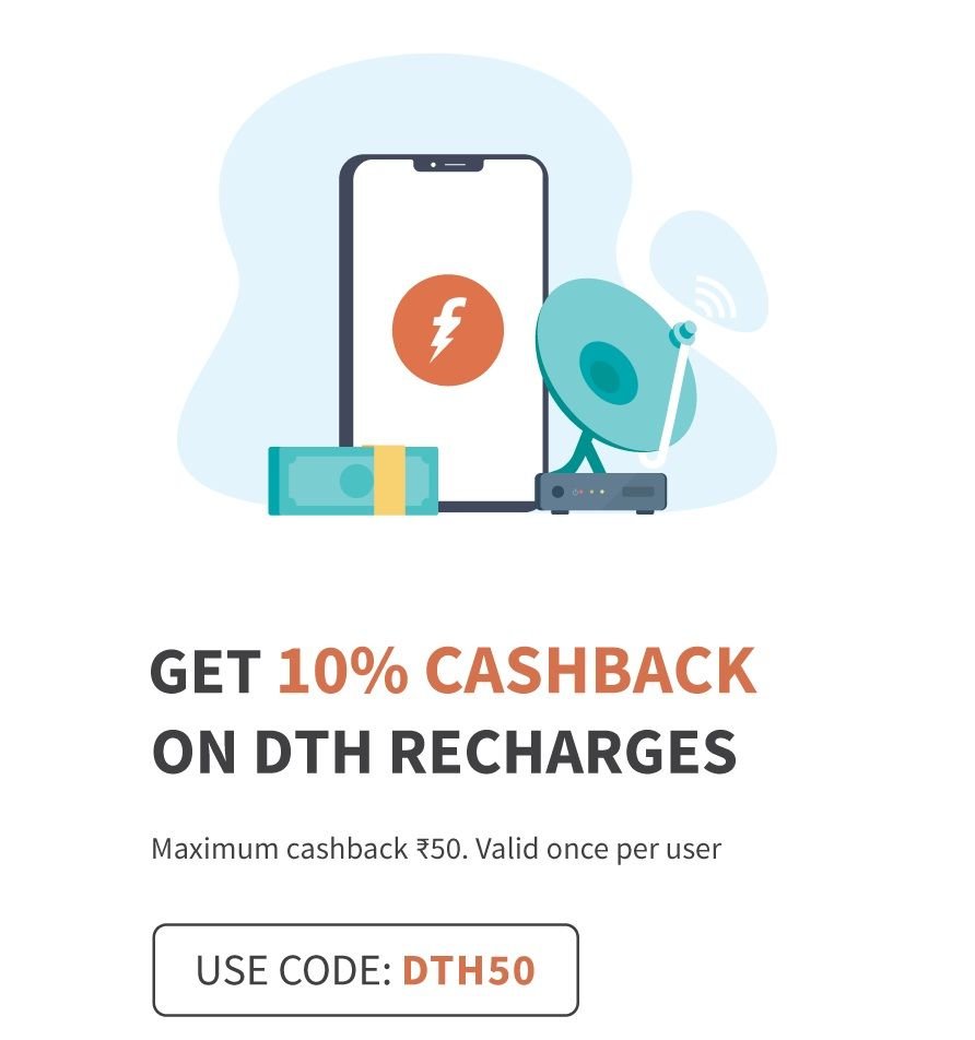 Get 10% cashback, upto Rs.50 on DTH Recharges via Freecharge