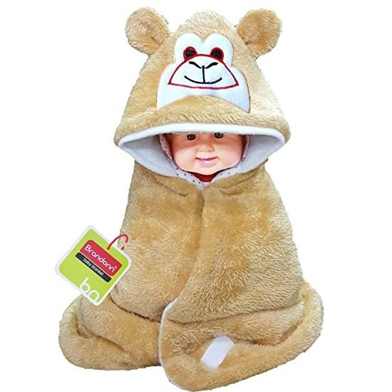 Brandonn Smiley Hooded Blanket Cum Wrapper for Babies