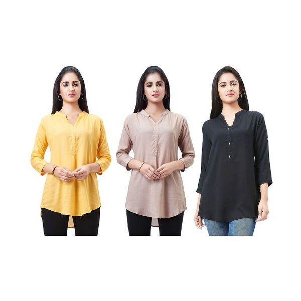 Aarnaa Rayon Tunics - Multi Color (Pack of 3)