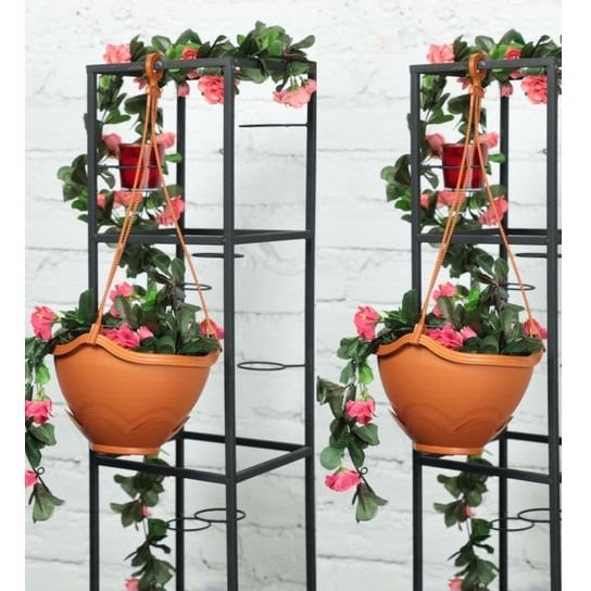 Rajesh Brown Polypropylene Hanging Planter, Set of 2