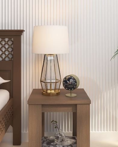 Mintwud Subaru Bedside Table in Bronze Walnut Finish