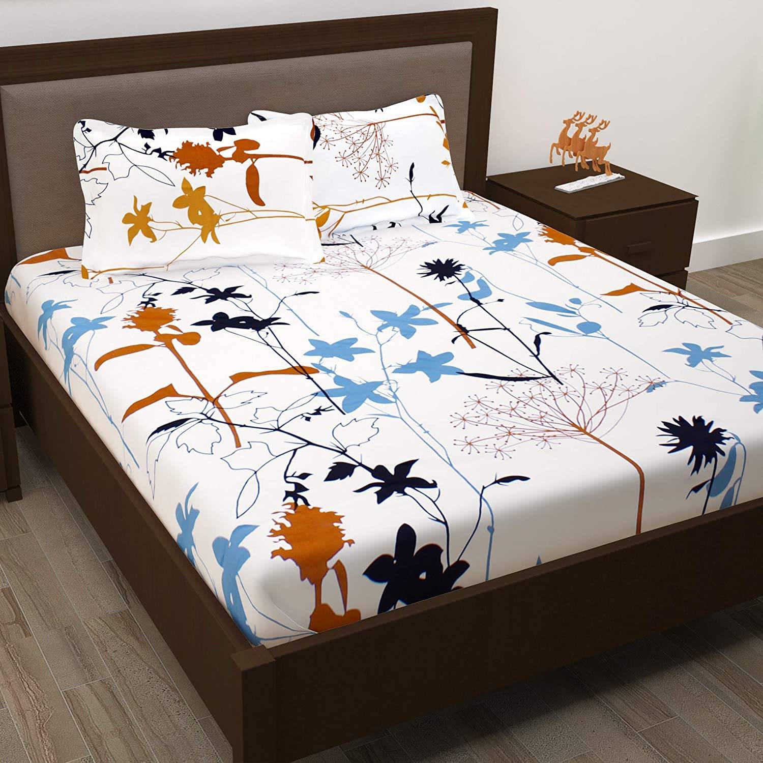 100% Cotton Double Bedsheet With 2 Pillow Covers Combo Set,