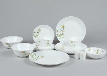 La Opala Diva Misty Drop Opalware Dinner Set, Set of 35