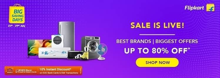 Flipkart Big Shopping Days Sale - Extra 10% Off For SBI Bank Cardsholders