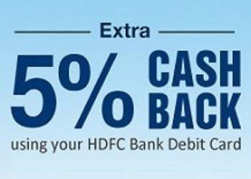 Flipkart 5% Cashback on Rs. 2000 with HDFC Debit Cards