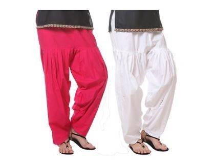Buy Generation P Cotton Solid Pink White Patiala For Women's