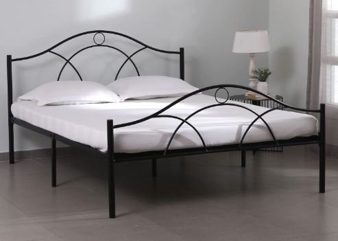 FurnitureKraft Bari Metallic Queen Size Bed in Black Finish