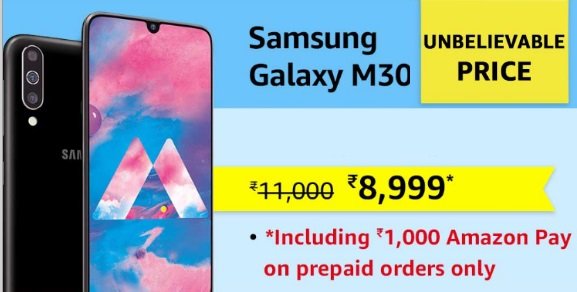 Samsung Galaxy M30 @ Rs. 8,999 For Prime Members