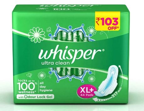 Whisper Ultra Clean Sanitary Pads - 44 Pieces (XL Plus)