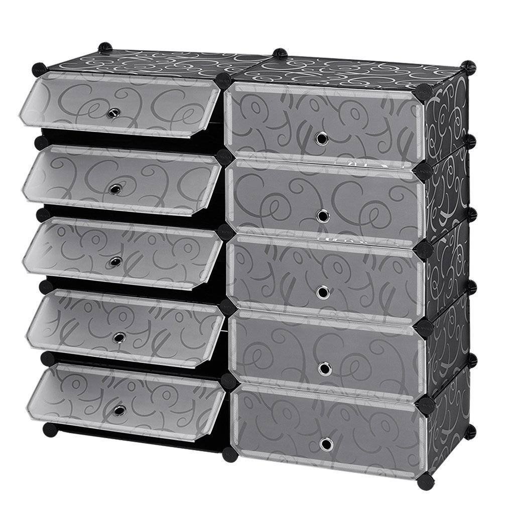 Styleys Shoe Rack with Cover for Home Organizer Black (10 Cube)