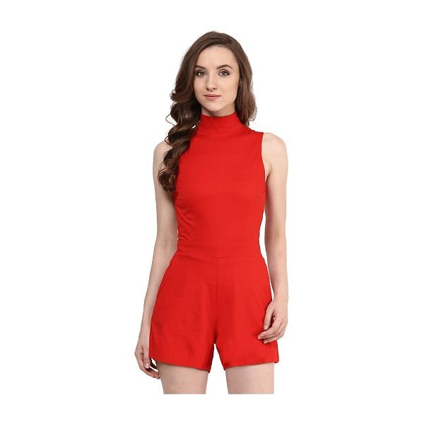 Miss Chase Red Cotton Playsuit & Get 41% Off