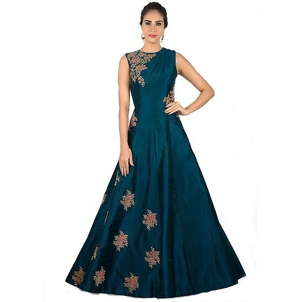Ethnic Vila Embroidered Semi-Stitched Anarkali Gown