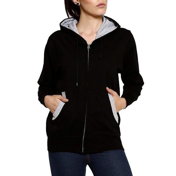 Goodtry Women's Black Cotton Hoodies