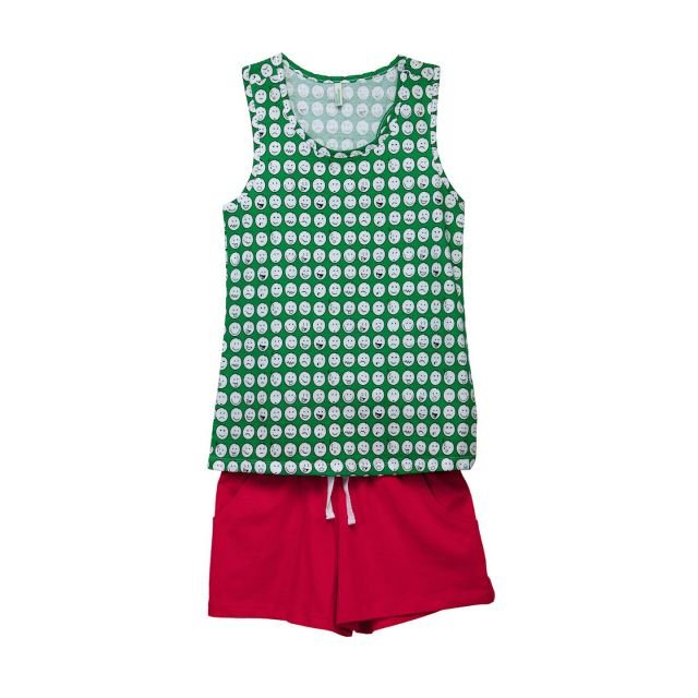 United Colors of Benetton Girls Green & Red Printed Lounge Set