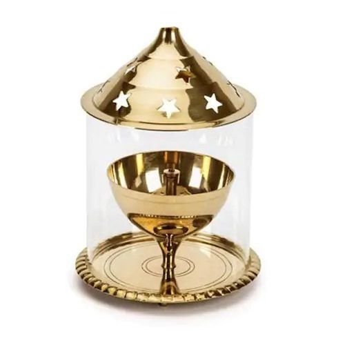 Decorate India Brass & Glass Plain Transparent Diya