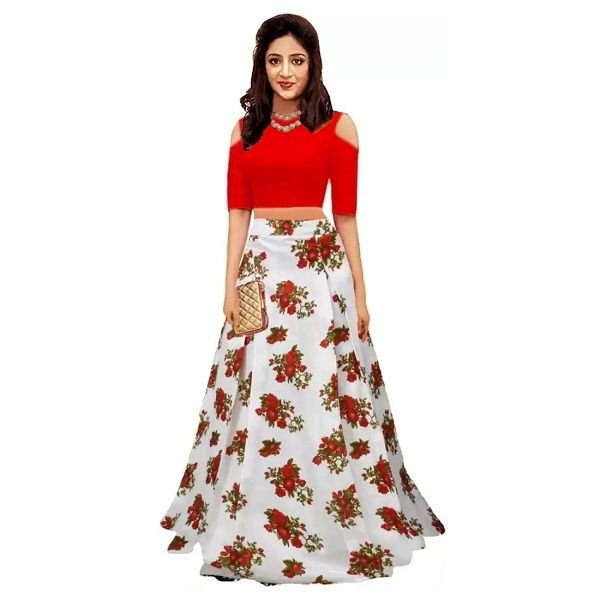 shelvinzas Floral Print Semi Stitched Lehenga Choli