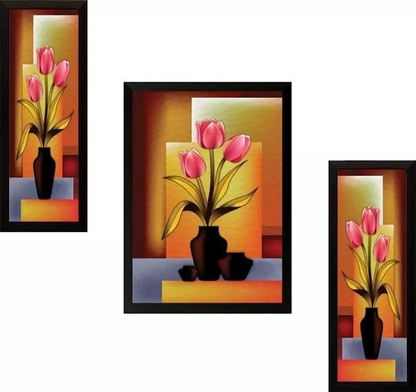 SAF Flowers Digital Reprint Painting Set Of 3
