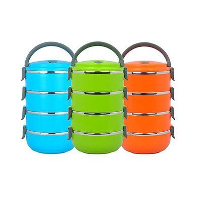 Gupta Stainless Steel 4 Layer Round Lunch Box