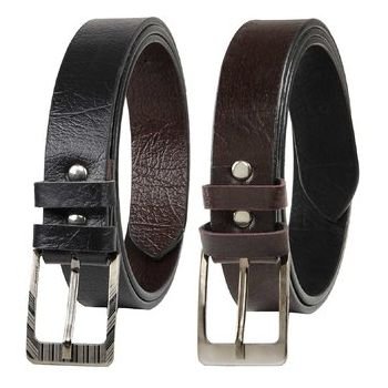 Winsome Deal Black & Brown Leatherite Pin-Hole Buckle Belts