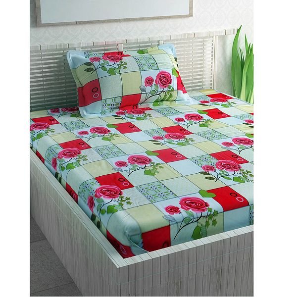 Divine Casa 100% Cotton Single Bedsheet With 1 Pillow Cover