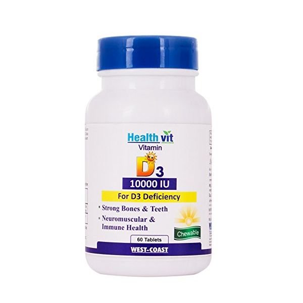 Healthvit Vitamin D3 (10000 IU), 60 Tablet(s)