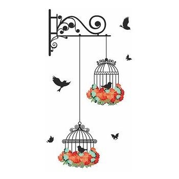 Wall Dreams Hanging Cage With Flying Black Birds