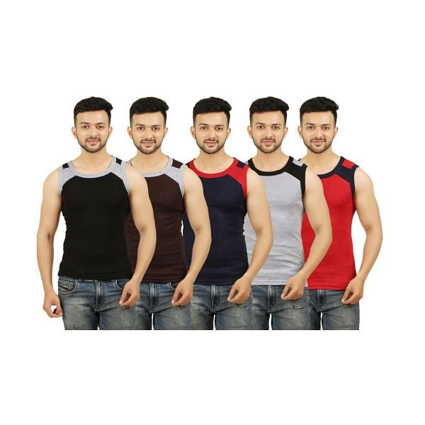 Sixer Multi Sleeveless Vests Pack of 5