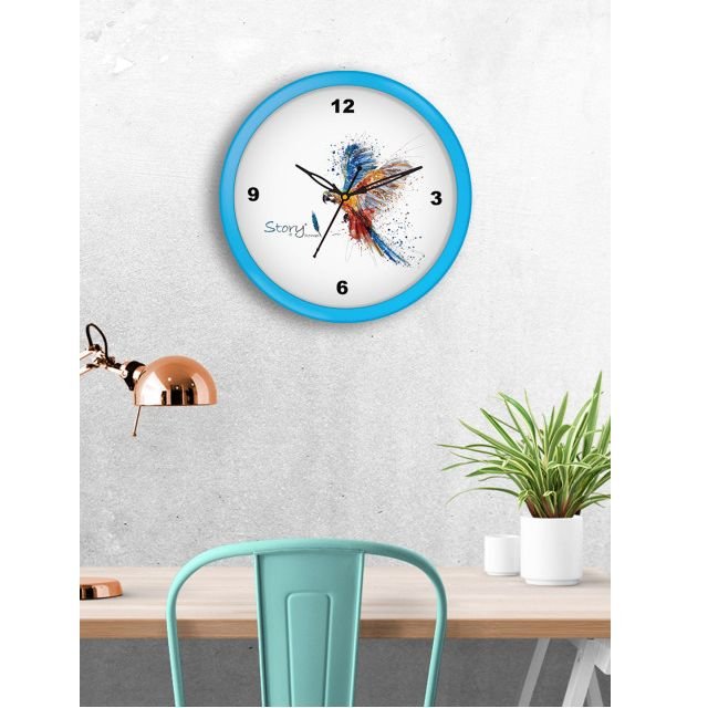 Story@home White Round Printed Analogue Wall Clock