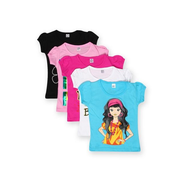Gkidz Girls Printed T-shirts Pack of 5 & Get 15% Cashback