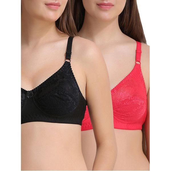 Leading Lady Multi Colored Cotton Bra Set Of 2