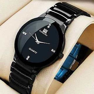 IIK Round Dial Black Metal Strap Men Quartz Watch