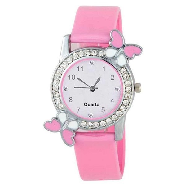 Dainty Pink Stylish Diamond Butterfly Watch