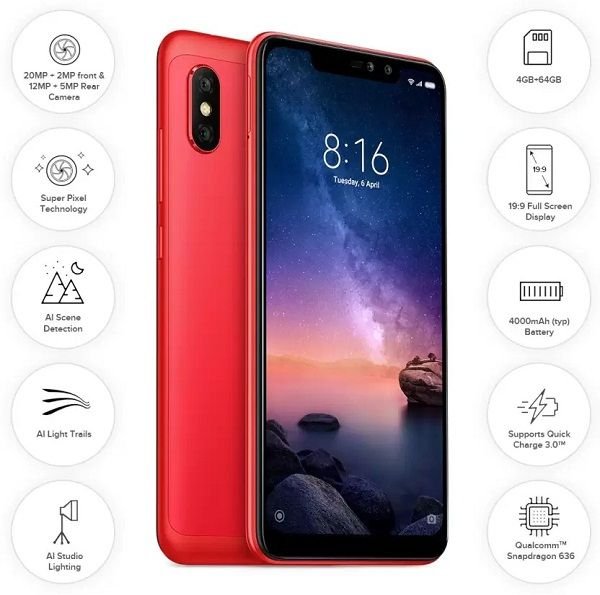 Redmi Note 6 Pro Storage 64 GB, 4 GB RAM