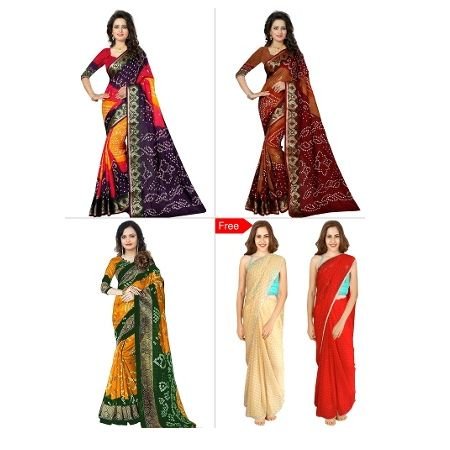 Saree by Ethnic Basket Buy 3 Get 2 Free Set of 5