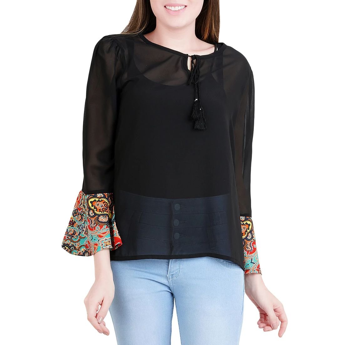 A K Fashion Women's Black Solid Top