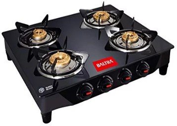 Baltra Glass Top 4 Burner Gas Stove Black Rs. 3399