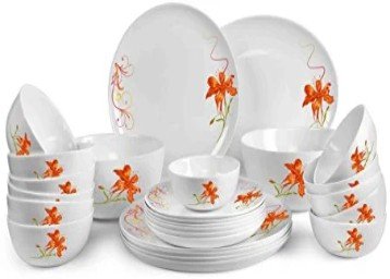 (Price up)Cello Monarch Orange Lily Opalware Dinner Set at Rs.1875