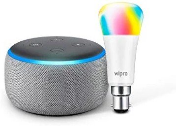 Echo Dot Bundle with Wipro 7W smart color bulb Rs. 2698