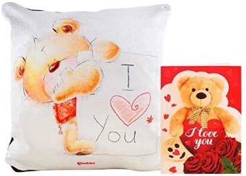Archies 1st Valentine's Day Fabric Cushion and Greeting Card Rs. 399 -
