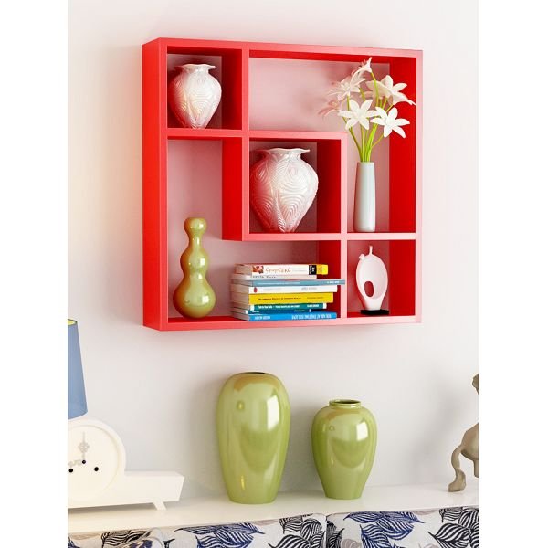 Home Red Square Wall Shelf