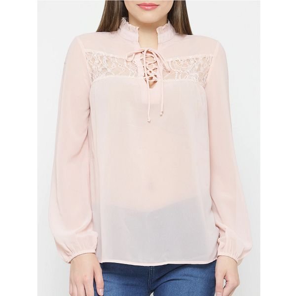 Calgari Solid Pink Casual Top