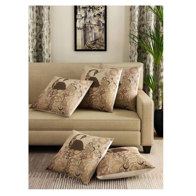 Set of 5 Beige Cushion Covers By ROMEE